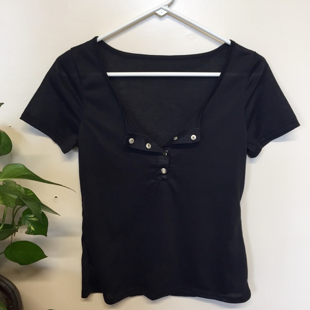 Snap Button Henley Tee